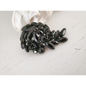 Vintage Black Rhinestone Dome Brooch Pin